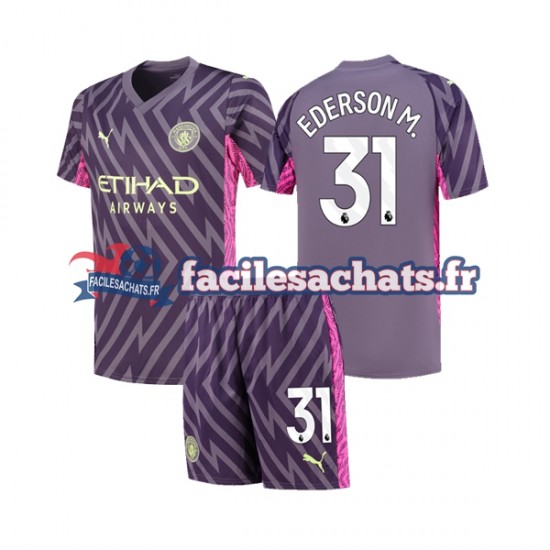 Maillot Manchester City Ederson Moraes 31 2023-2024 Gardien Extérieur Enfant MC