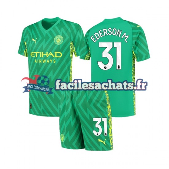 Maillot Manchester City Ederson Moraes 31 2023-2024 Gardien Domicile Enfant MC