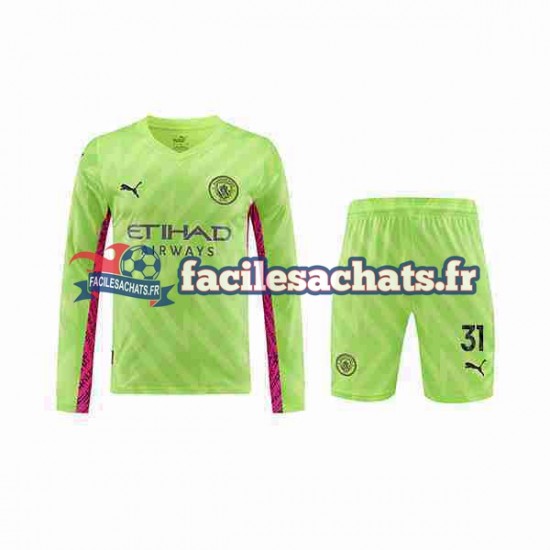 Maillot Manchester City Ederson Moraes 31 2023-2024 Gardien 3ème Enfant ML