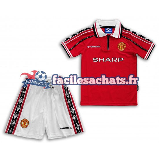 Maillot Manchester United Retro 1998-1999 Domicile Enfant MC