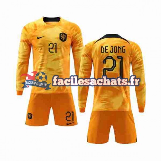 Maillot Pays-Bas De Jong 21 World Cup 2022 Domicile Enfant ML