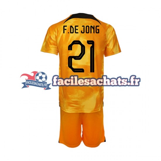 Maillot Pays-Bas Frenkie de Jong 21 World Cup 2022 Domicile Enfant MC