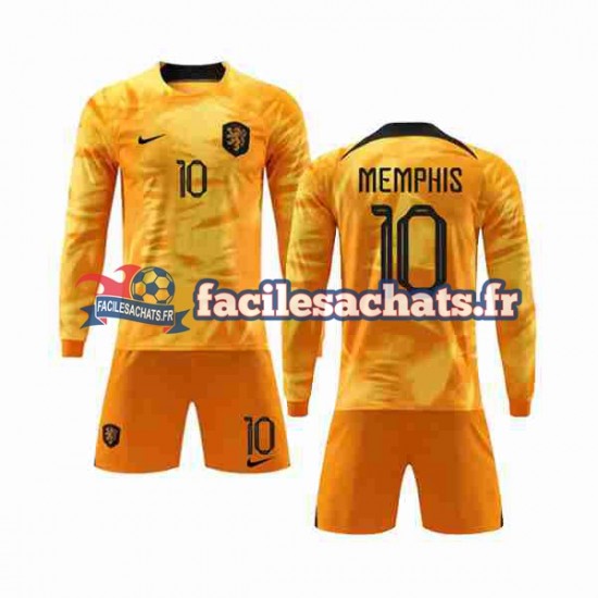 Maillot Pays-Bas Memphis 10 World Cup 2022 Domicile Enfant ML