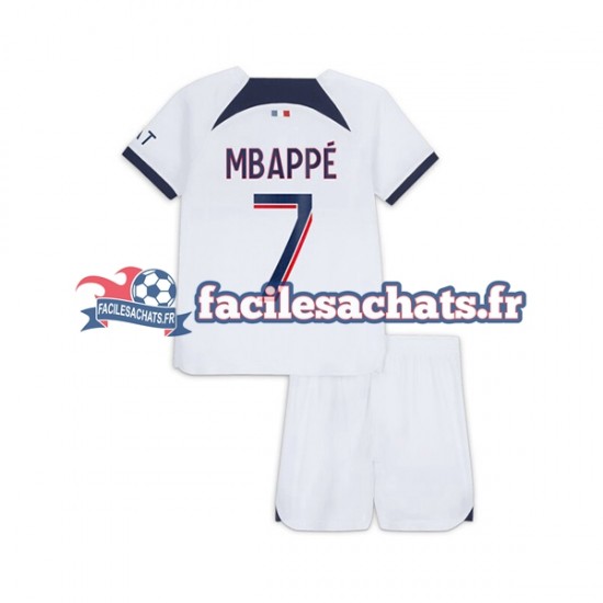 Maillot Paris Saint-Germain Kylian Mbappe 7 2023-2024 Extérieur Enfant MC