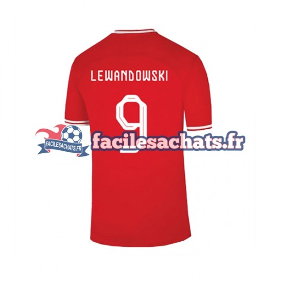 Maillot Pologne Lewandowski 9 World Cup 2022 Extérieur Homme MC