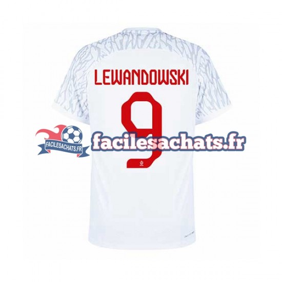 Maillot Pologne Lewandowski 9 World Cup 2022 Domicile Homme MC