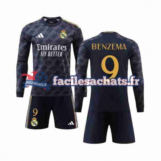 Maillot Real Madrid Benzema 9 2023-2024 Extérieur Enfant ML