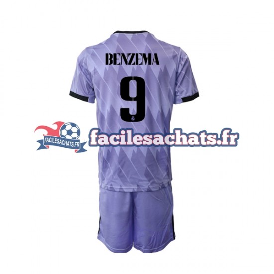 Maillot Real Madrid Karim Benzema 9 2022-2023 Extérieur Enfant MC