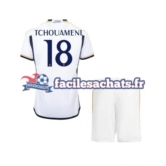 Maillot Real Madrid TCHOUAMENI 18 2023-2024 Domicile Enfant MC