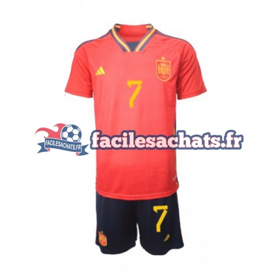 Maillot Espagne Alvaro Morata 7 World Cup 2022 Domicile Enfant MC