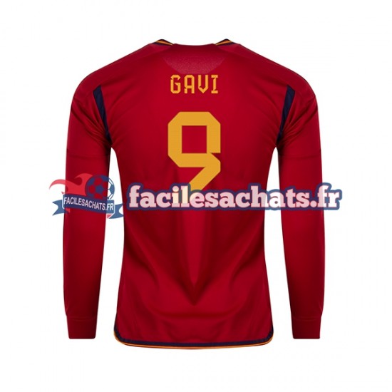 Maillot Espagne Gavi 9 World Cup 2022 Domicile Homme ML