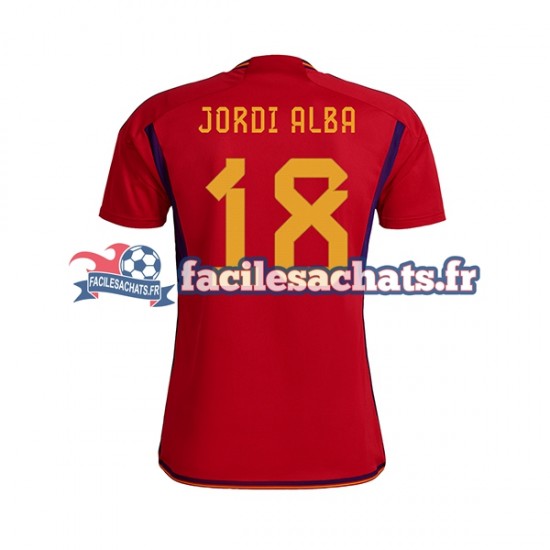 Maillot Espagne JORDI ALBA 18 World Cup 2022 Domicile Homme MC