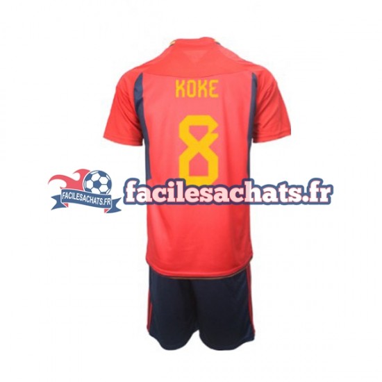 Maillot Espagne Koke 8 World Cup 2022 Domicile Enfant MC