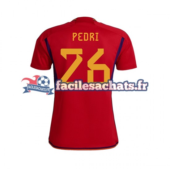 Maillot Espagne PEDRI 26 World Cup 2022 Domicile Homme MC