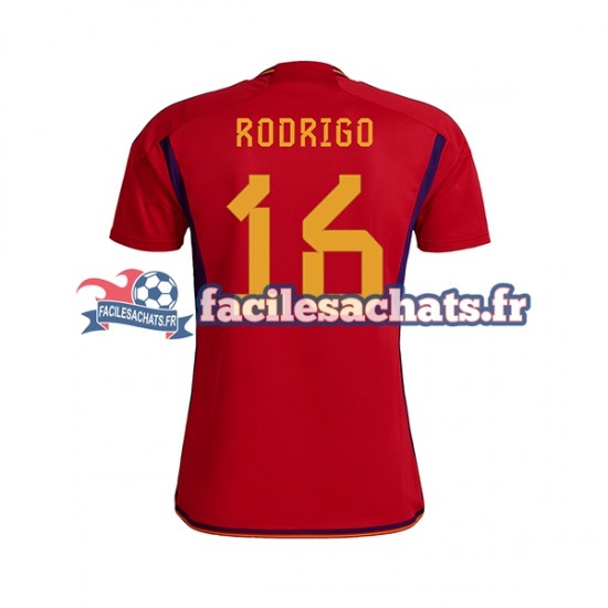 Maillot Espagne RODRIGO 16 World Cup 2022 Domicile Homme MC