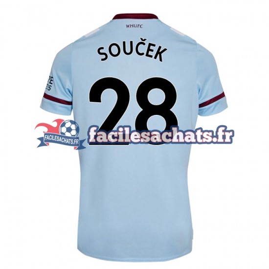 Maillot West Ham United Tomas Soucek 28 2021-2022 Extérieur Homme MC