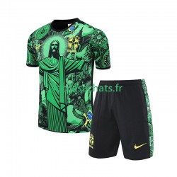 Brésil JESUS Football Shirts 2024-2025 Vert Domicile Enfant MC