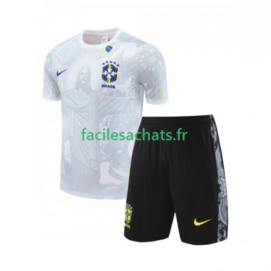 Brésil JESUS Football Shirts 2024-2025 Blanc Domicile Enfant MC