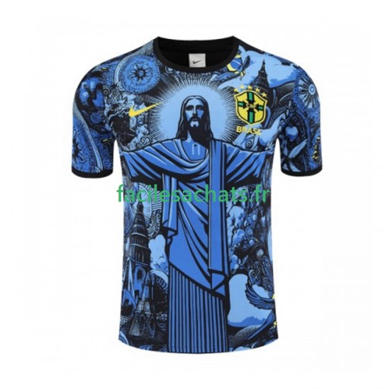 Maillot Brésil Jesus 2024-2025 Bleu Domicile Homme MC