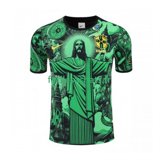 Maillot Brésil Jesus 2024-2025 Vert Domicile Homme MC