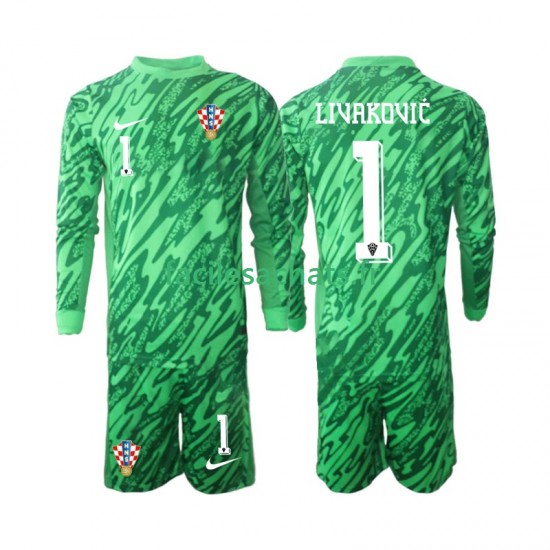 Maillot Croatie DOMINIK LIVAKOVIC 1 2024 Gardien Extérieur Enfant ML