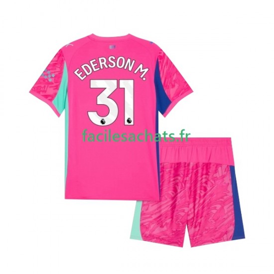 Maillot Manchester City Ederson Moraes 31 2025-2026 Gardien Extérieur Enfant MC
