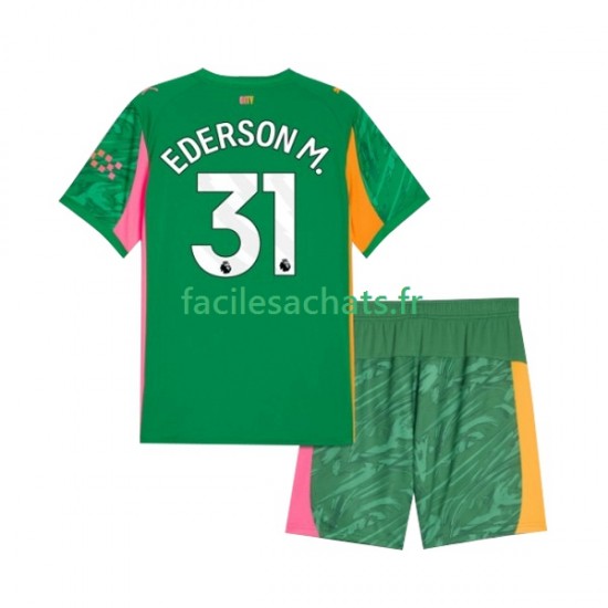 Maillot Manchester City Ederson Moraes 31 2025-2026 Gardien Domicile Enfant MC