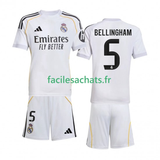 Maillot Real Madrid Jude Bellingham 5 2025-2026 Domicile Enfant MC