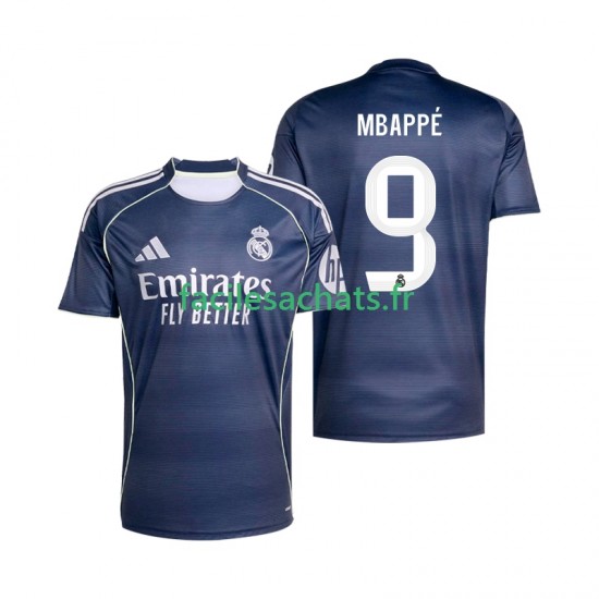 Maillot Real Madrid Kylian Mbappe 9 2025-2026 Extérieur Homme MC