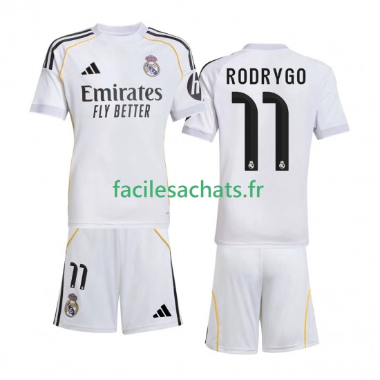 Maillot Real Madrid Rodrygo 11 2025-2026 Domicile Enfant MC