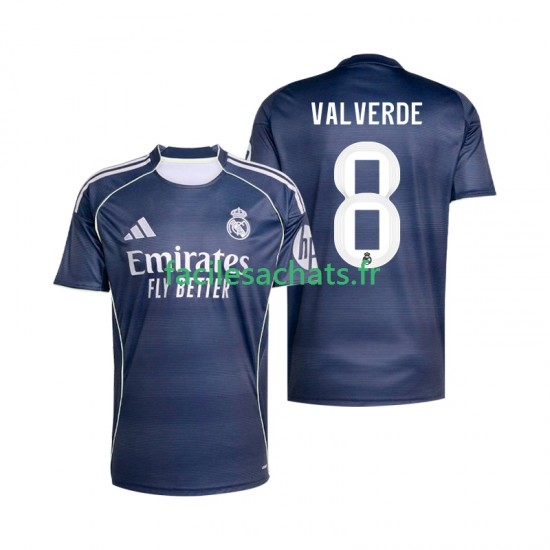 Maillot Real Madrid Valverde 8 2025-2026 Extérieur Homme MC