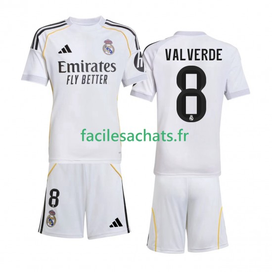 Maillot Real Madrid Valverde 8 2025-2026 Domicile Enfant MC