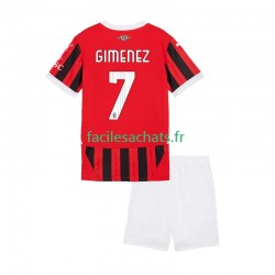 Maillot AC Milan Santiago Gimenez 7 2024-2025 Domicile Enfant MC