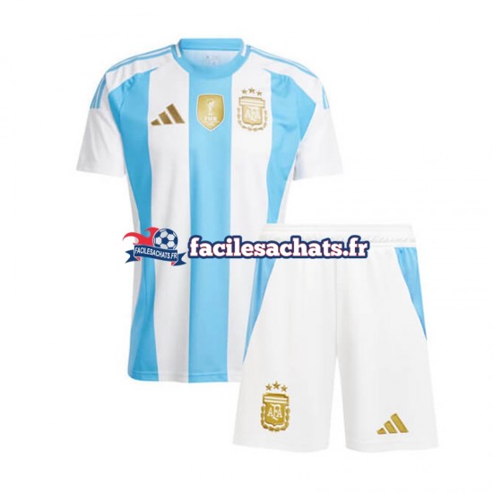 Maillot Argentine Copa America 2024 Bleu Blanc Domicile Enfant MC