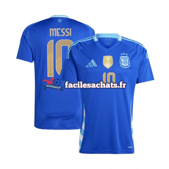 Maillot Argentine Lionel Messi 10 Copa America 2024 Bleu Extérieur Homme MC