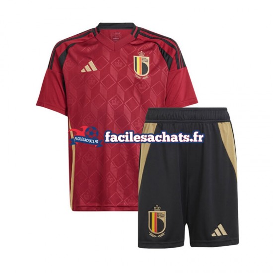 Maillot Belgique Euro 2024 Rouge Domicile Enfant MC