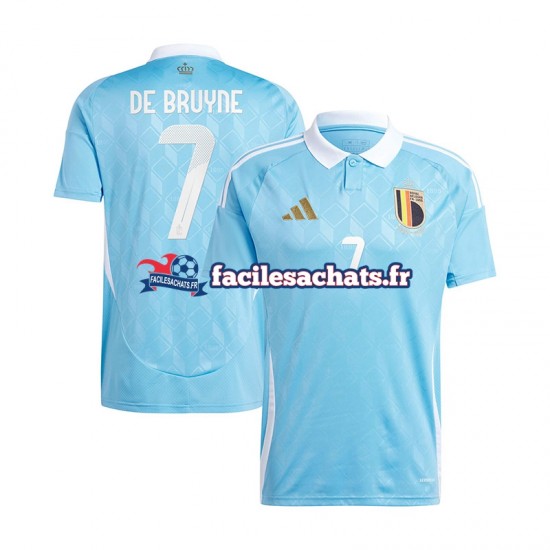 Maillot Belgique De Bruyne 7 Euro 2024 Bleu Extérieur Homme MC