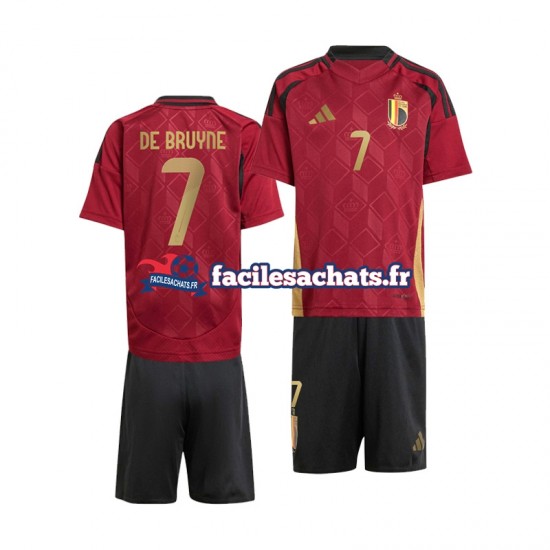 Maillot Belgique De Bruyne 7 Euro 2024 Rouge Domicile Enfant MC