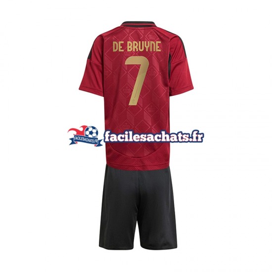 Maillot Belgique De Bruyne 7 Euro 2024 Rouge Domicile Enfant MC