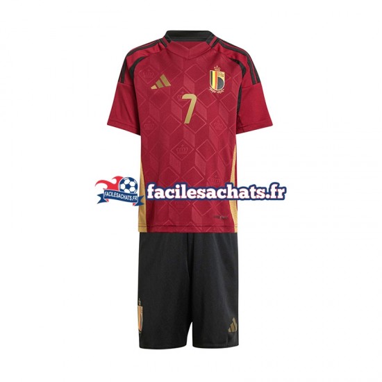 Maillot Belgique De Bruyne 7 Euro 2024 Rouge Domicile Enfant MC