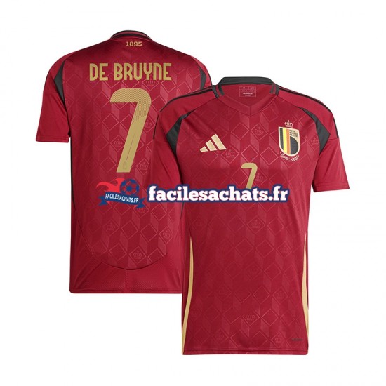 Maillot Belgique De Bruyne 7 Euro 2024 Rouge Domicile Homme MC