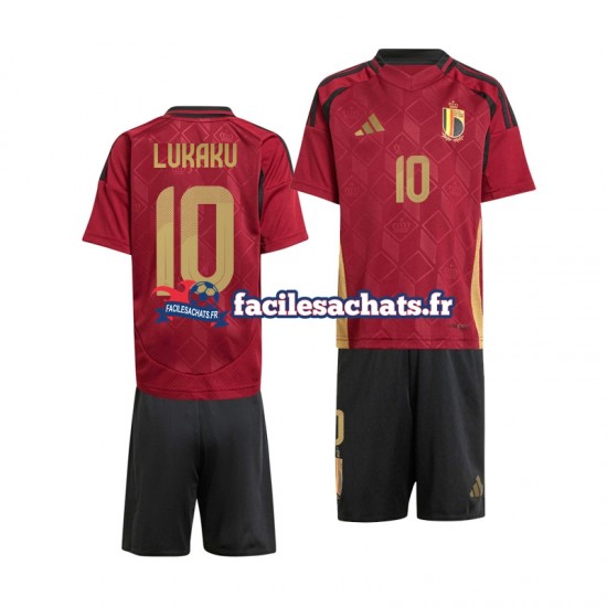 Maillot Belgique Romelu Lukaku 10 Euro 2024 Rouge Domicile Enfant MC