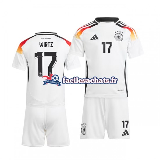 Maillot Allemagne Florian Wirtz 17 Euro 2024 Blanc Domicile Enfant MC