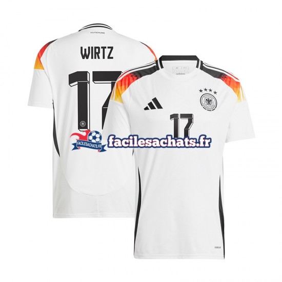 Maillot Allemagne Florian Wirtz 17 Euro 2024 Blanc Domicile Homme MC