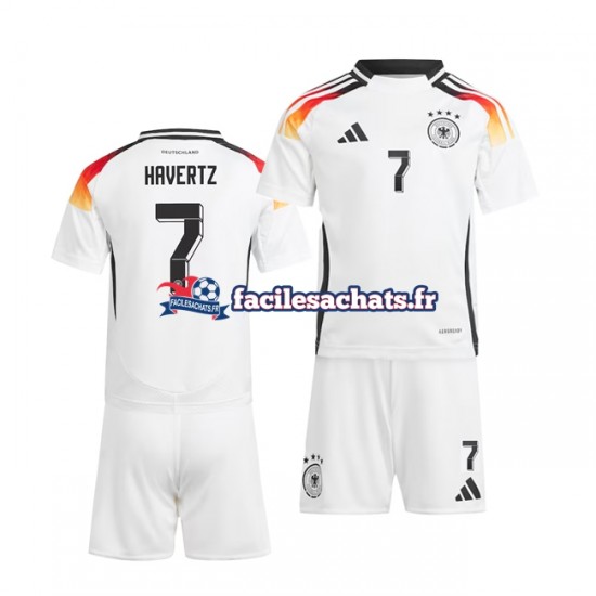 Maillot Allemagne Havertz 7 Euro 2024 Blanc Domicile Enfant MC