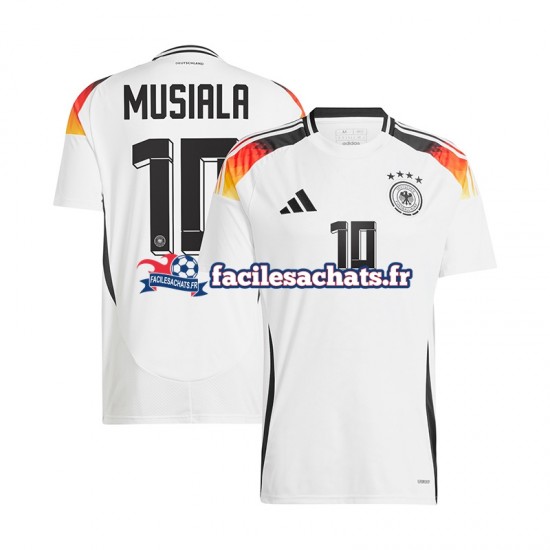 Maillot Allemagne Jamal Musiala 10 Euro 2024 Blanc Domicile Homme MC