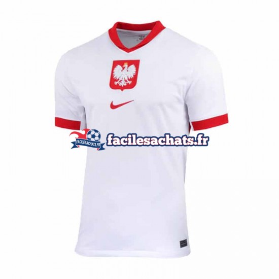 Maillot Pologne Euro 2024 Blanc Domicile Homme MC