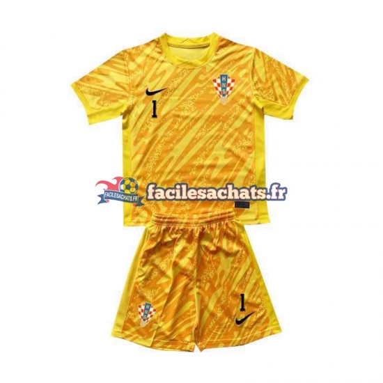 Maillot Croatie DOMINIK LIVAKOVIC 1 Euro 2024 Gardien Jaune Domicile Enfant MC