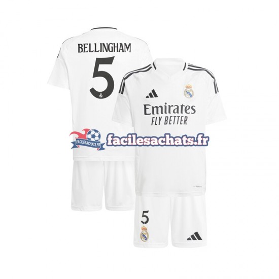 Maillot Real Madrid Jude Bellingham 5 2024-2025 Blanc Domicile Enfant MC