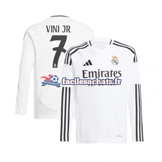 Maillot Real Madrid Vinicius Junior 7 2024-2025 Blanc Domicile Homme ML